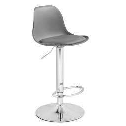 Барный стул Soft Серая экокожа / Хромированный металл