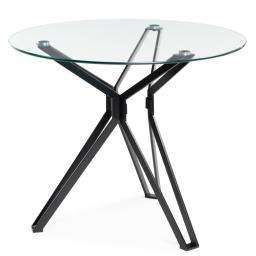 Стеклянный стол Roko 90 Прозрачное стекло / Чёрный металл