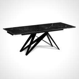 Стеклянный стол Блэкберн Чёрный мрамор / Чёрный металл