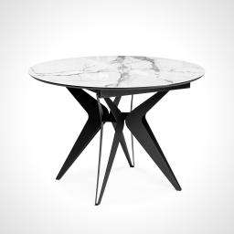 Стеклянный стол Рикла Чёрный мрамор / Чёрный металл