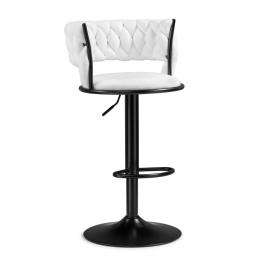 Барный стул Lotus Белый велюр / Чёрный металл