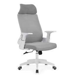 Компьютерное кресло Flok Серая сетка / Белый пластик